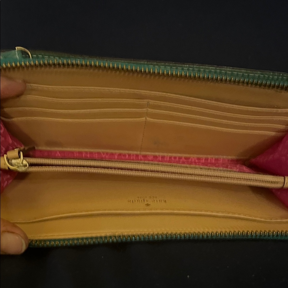 kate spade teal pebbled leather wristlet clutch - Picture 5 of 10